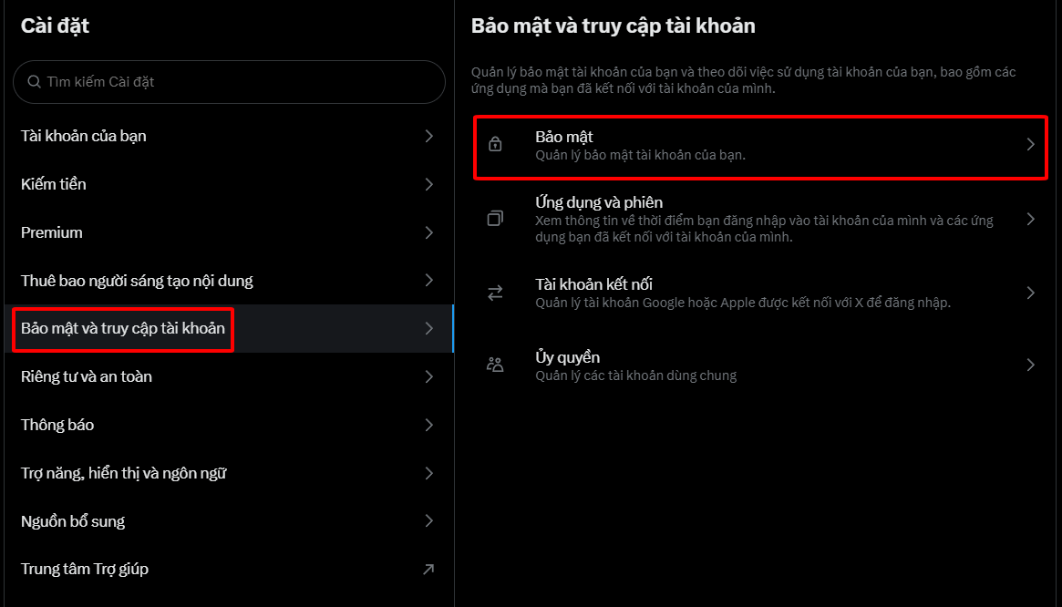bạn chọn mục Bảo mật và truy cập tài khoản rồi chọn Bảo mật