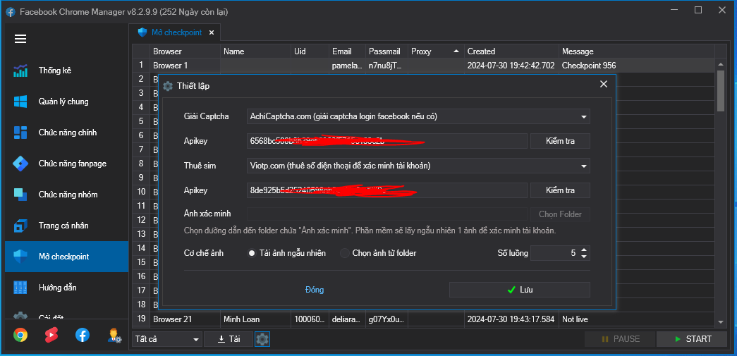 Mở checkpoint facebook tự động