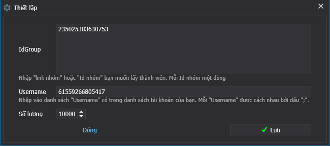 Cài đặt cấu hình lấy danh sách thành viên nhóm