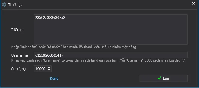 Cài đặt cấu hình lấy danh sách thành viên nhóm