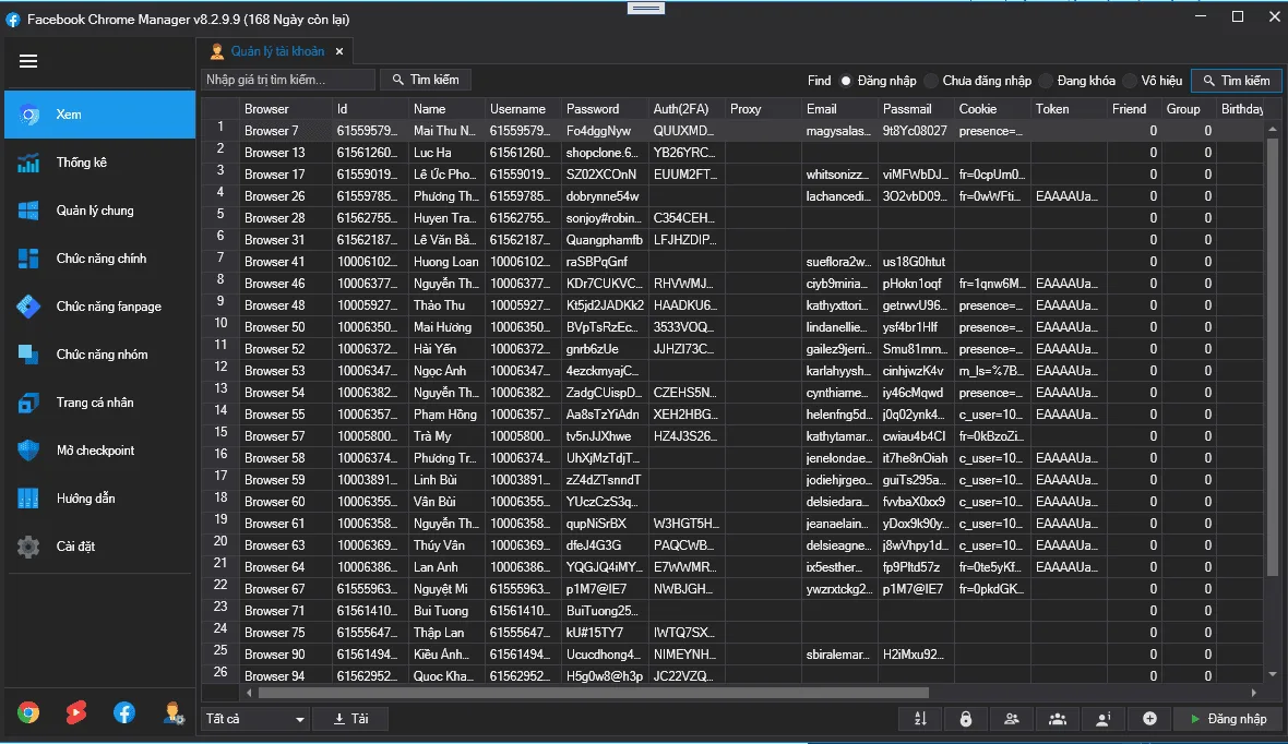 Facebook Chrome Manager