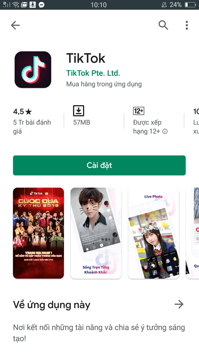 Tải và cài đặt TikTok từ App Store hoặc Google Play