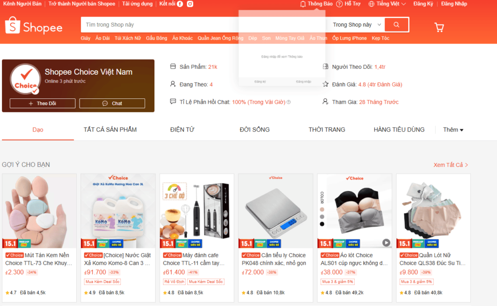 kênh bán hàng shopee