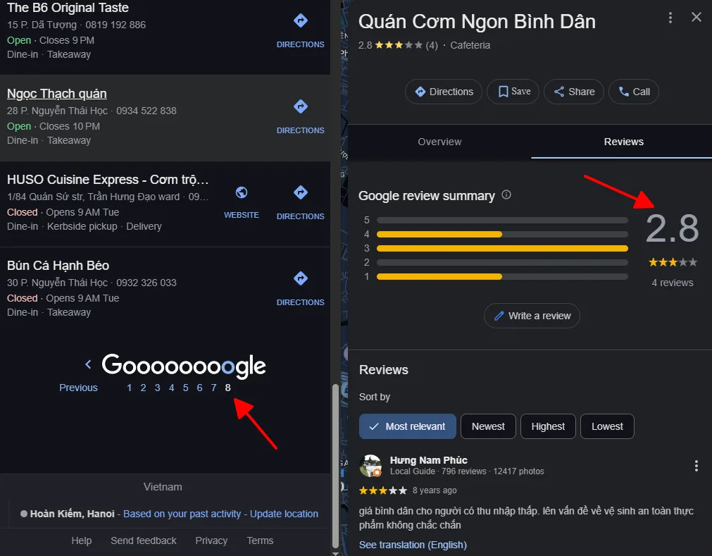 Tụt Hạng Trên Google Maps Do Bị Review 1 Sao Giả Mạo