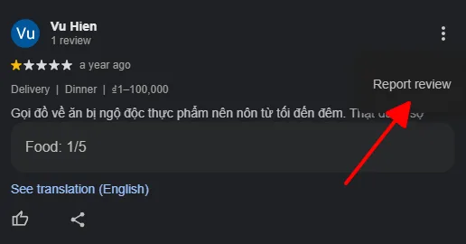 Báo Cáo Các Review 1 Sao Sai Sự Thật Lên Google