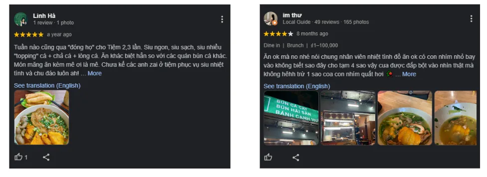 Bài đánh giá có nội dung ảnh hợp lệ