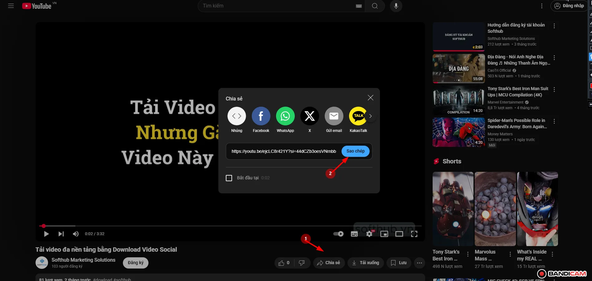 Cách lấy link video youtube thường