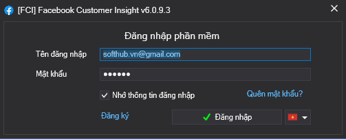 Đăng nhập phần mềm Facebook Customer Insight