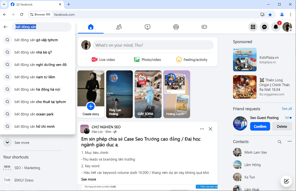Nhập từ khóa tìm kiếm nhóm facebook