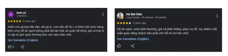 Bài đánh giá có nội dung chữ hợp lệ