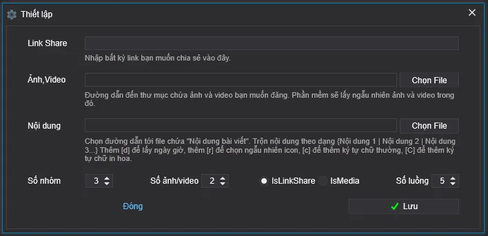 Bảng cấu hình đăng bài nhóm
