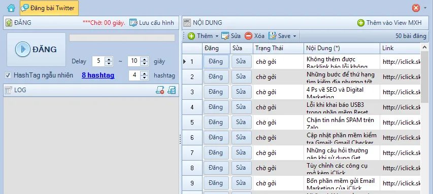 Giao diện chức năng đăng tự động bài viết lên Twitter.
