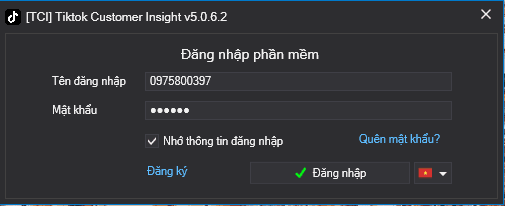đăng nhập phần mềm tiktok customer insight