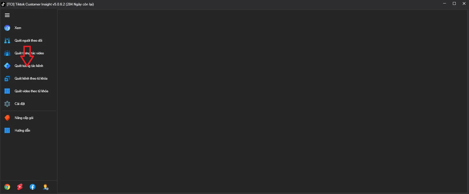 Truy cập tính năng quét tương tác kênh