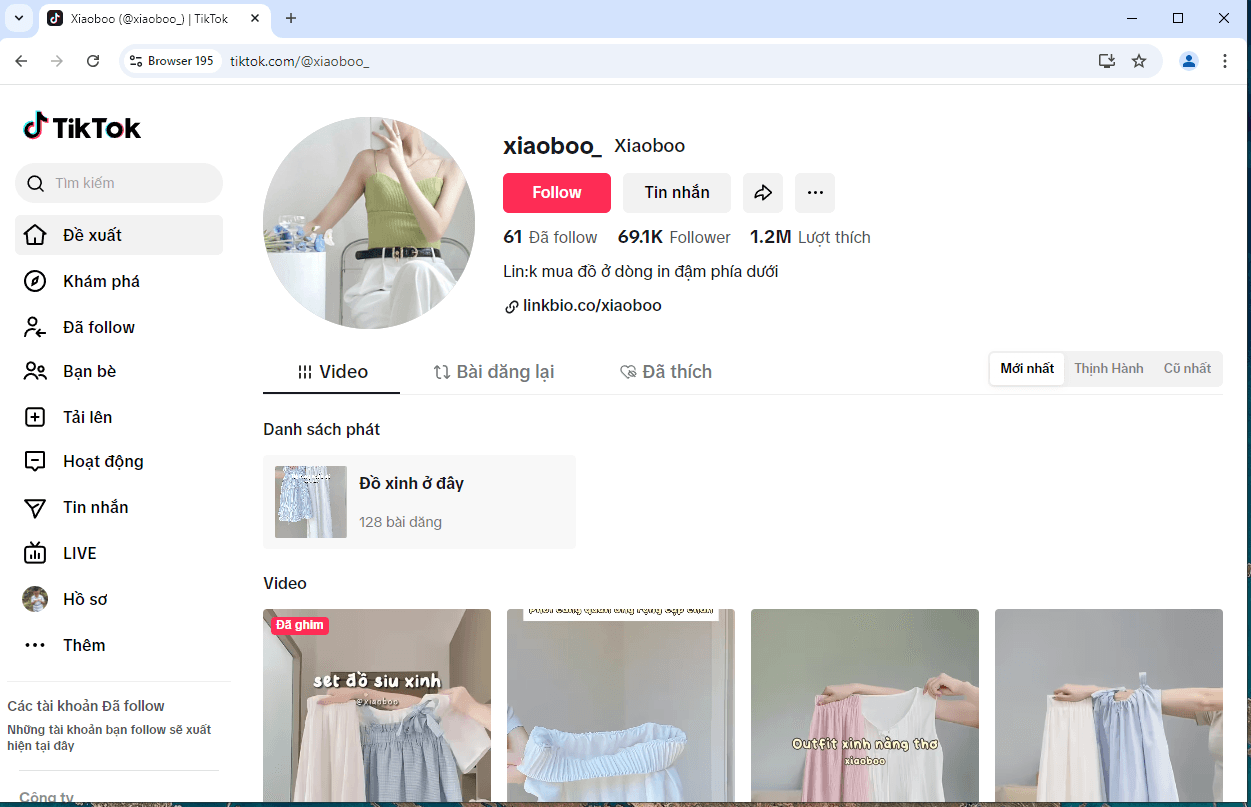 truy cập vào kênh muốn lấy danh sách tài khoản tương tác