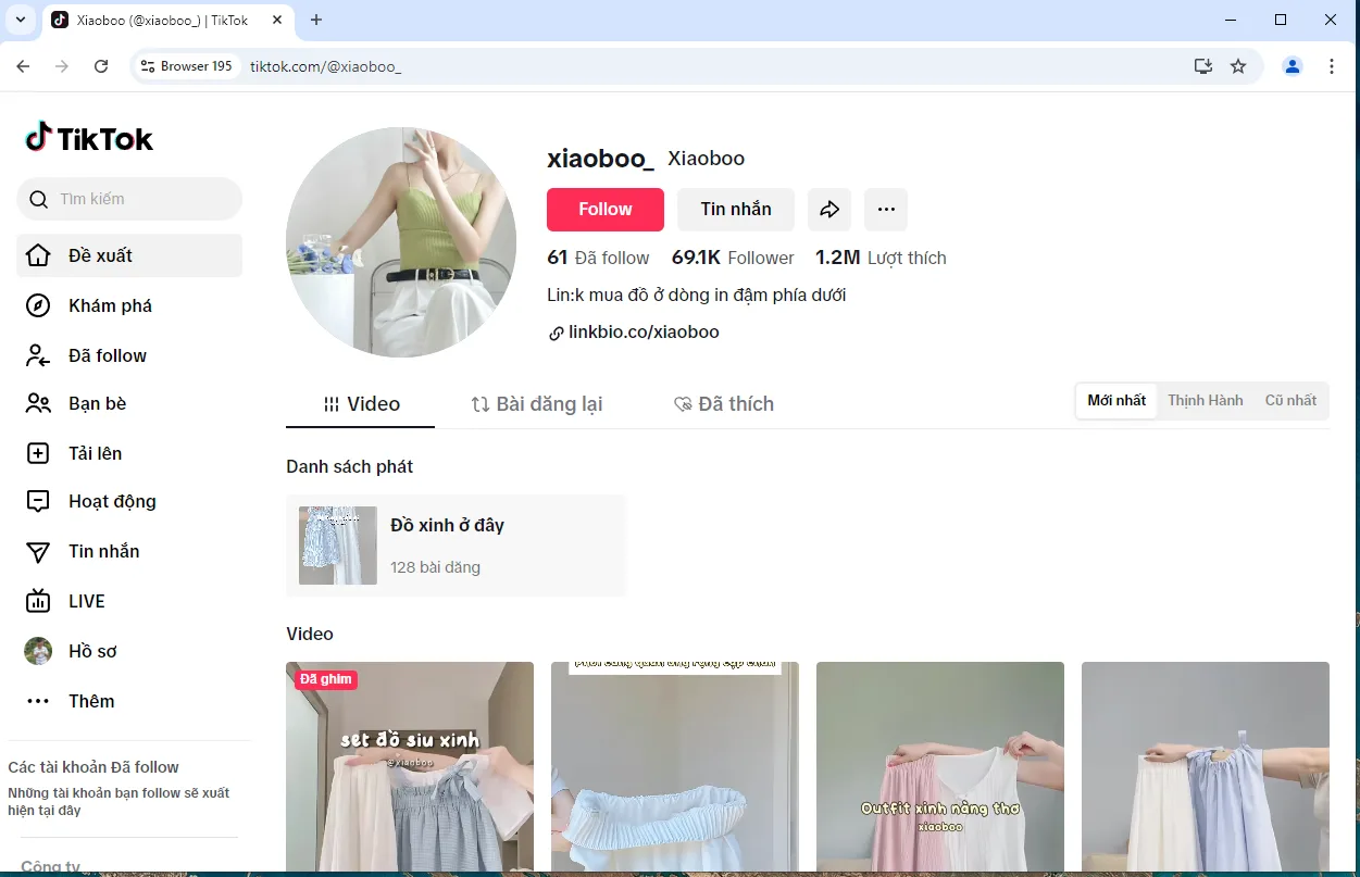 truy cập vào kênh muốn lấy danh sách tài khoản tương tác